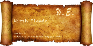 Wirth Elemér névjegykártya
